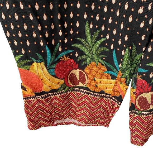 Farm Rio Anthropologie Tucker Paper bag Black Fruit Pants size large NO BELT - Picture 5 of 9